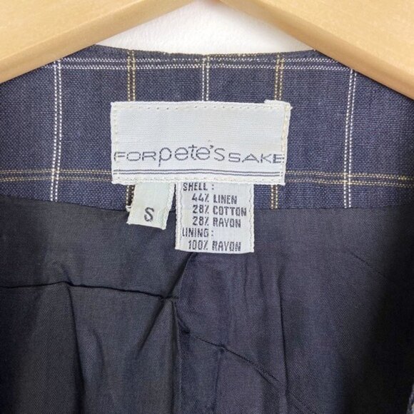 Vintage 90's Linen-Blend Plaid Double Breasted Blazer - Picture 6 of 13